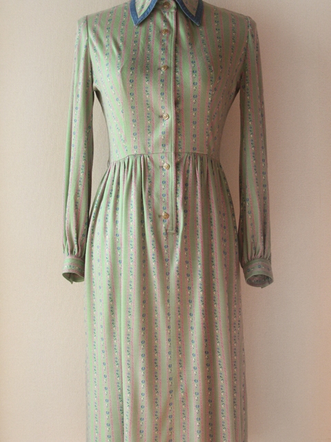 Hanamura mint green and pink fitted long sleeve dress